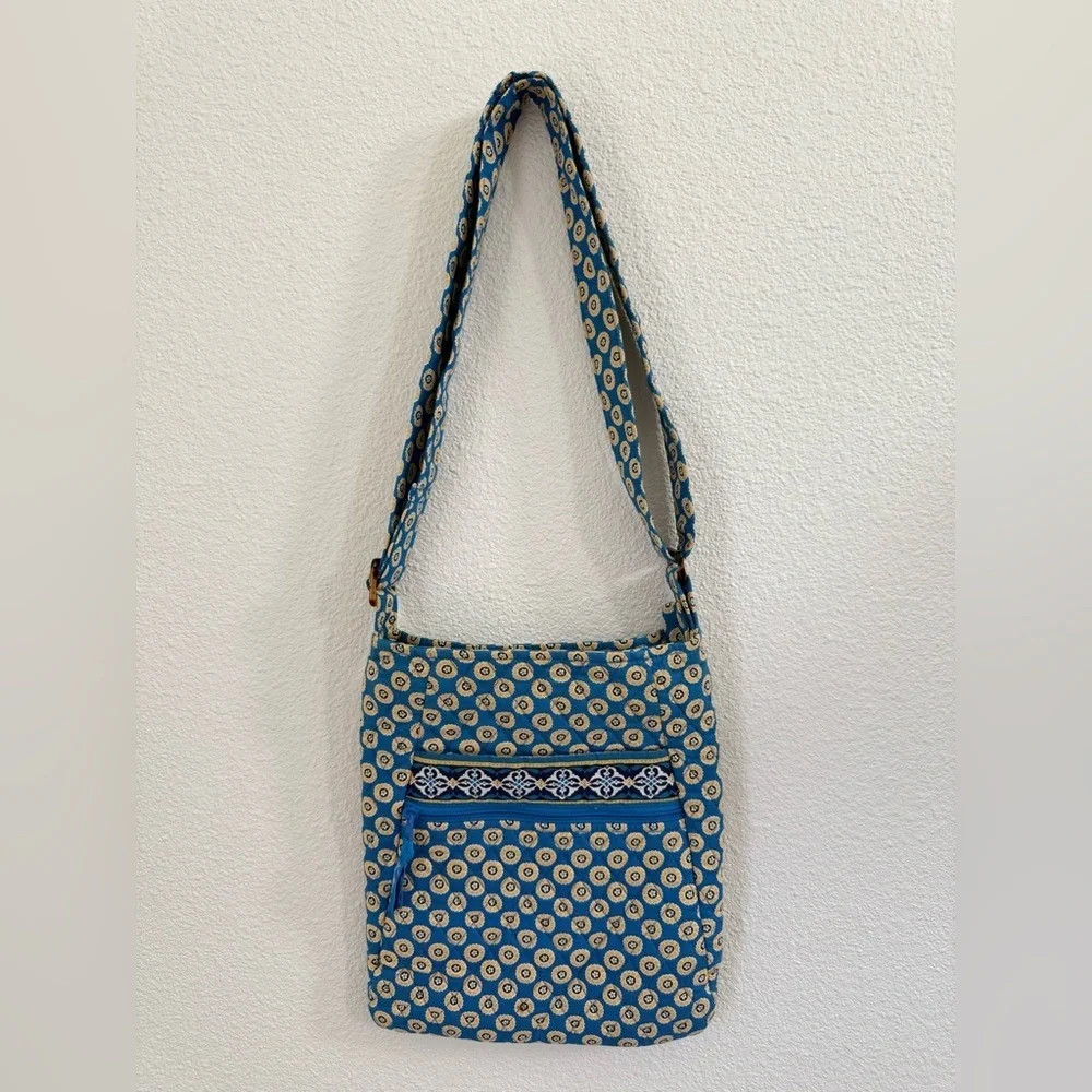 Vera Bradley Colorful Patterned Rivera Blue Crossbody Hipster